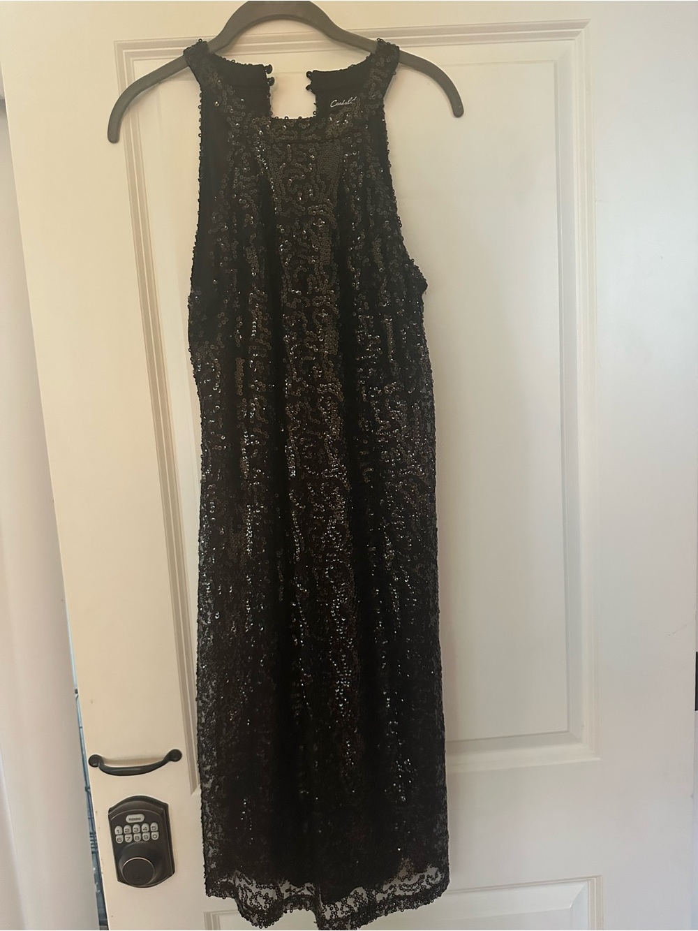Embellished Black Sequin Midi Dress by Candalite